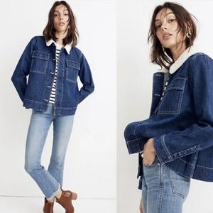 Madewell Northward cropped denim jacket, with fleece collar